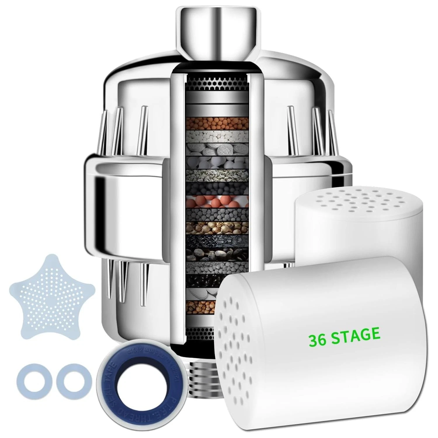 36 Stage Vitamin C Shower Filter for Hard Water - Shower Head Filter with