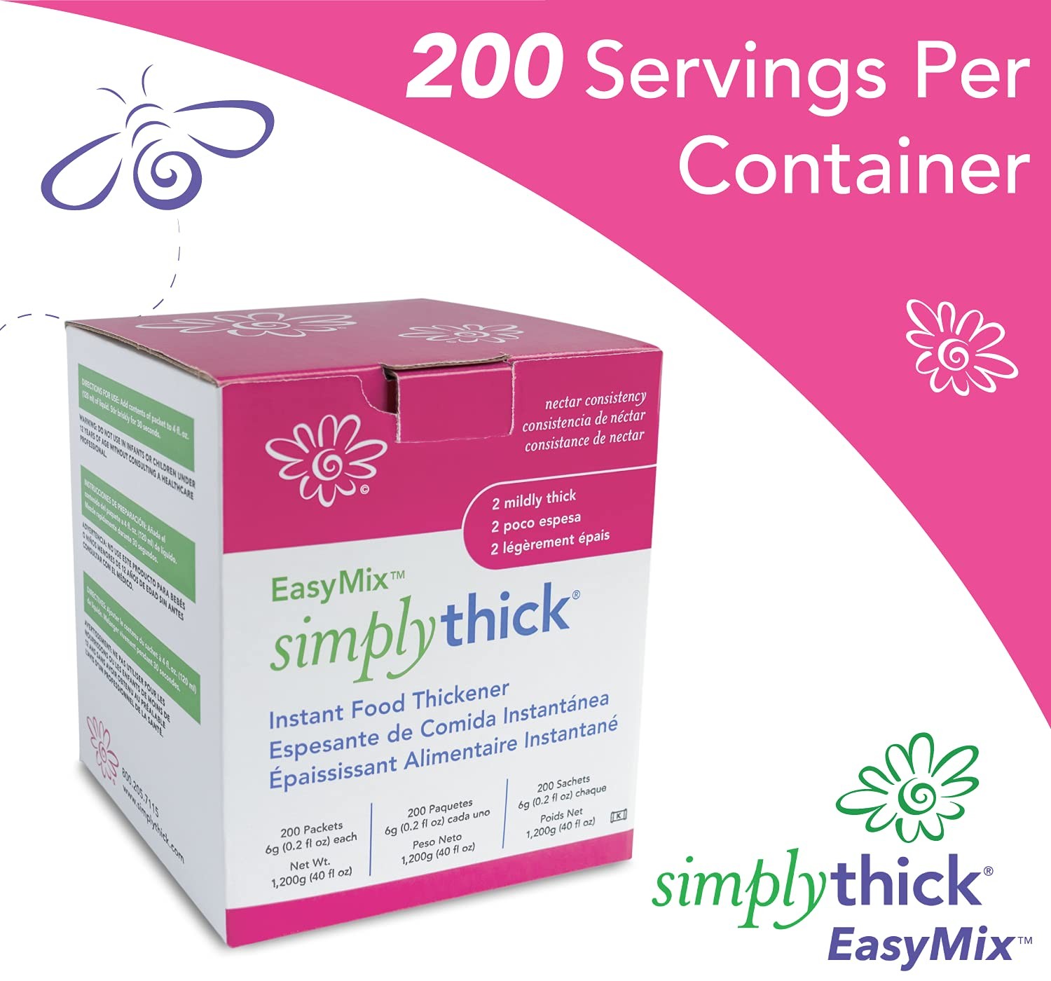 Simplythick Easymix | 200 Count Of 6G Individual Packets | Gel Thicken
