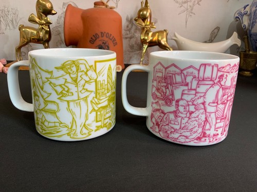 2 Herdy Wool Journey Mugs Pink and Green - Picture 4 of 9