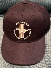 Black Ford Mustang Ball cap Stretch W Pony  Tri Bar Color