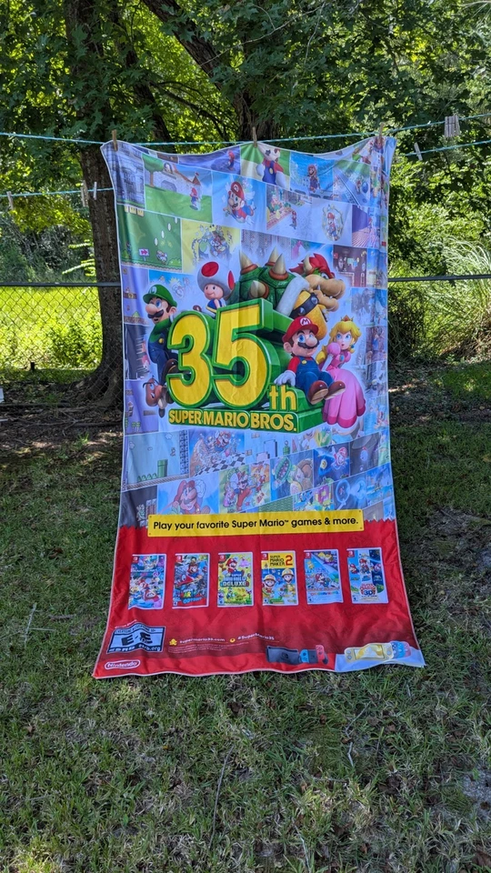 Рекламный баннер Super Mario Brothers 35th Anniversary GameStop 84x48 дюймов ОГРОМНЫЙ - Изображение 2 из 2