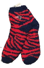 New England Patriots Zebra  Sock Sz Women Med 6-11 Lets stay warm Men Med 5-10