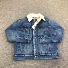 Levi's Premium Ex Boyfriend Sherpa Trucker Jacket Womens Small Blue Lined