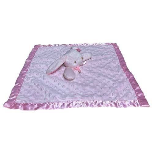 Blankets Beyond Bunny Lovey Pink Minky Dot Satin Security Blanket 16 inch Toy - Picture 10 of 13