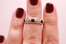 David Yurman Sterling Silver Capri Diamond and Black Stone Eternity Band Ring 7