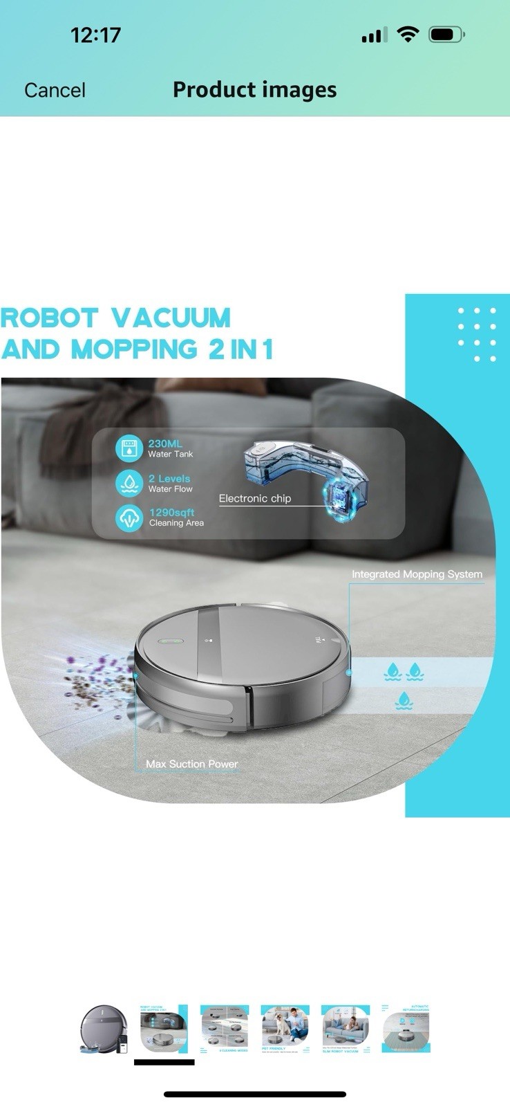 Robot Vacuum and Mop Combo - WiFi/Alexa/App, Robotic Vacuum Cleaner-image