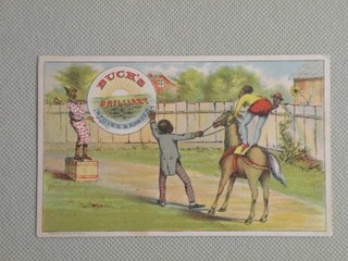 VTC for Buck's Brilliant Stoves & Ranges Black Men & Horse Jumping Late 1890's