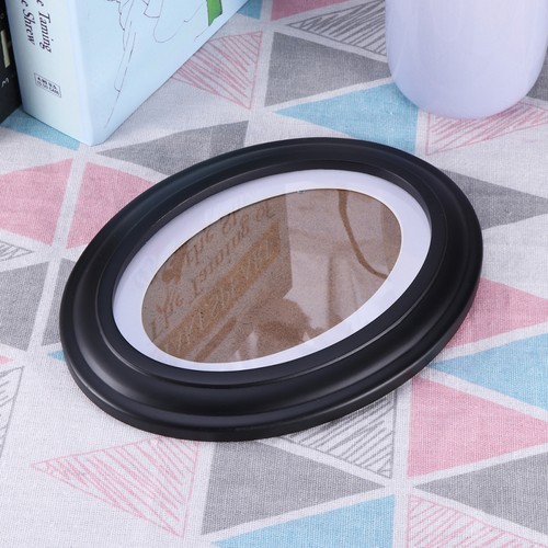 Set of 2 Solid Wood Photo Frame Baby Picture Black Oval Small Decorative - Picture 8 of 12