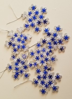 ''Blue Snowflake''  X-mas handmade hanging ornament 6 pcs Set - Free Shipping!
