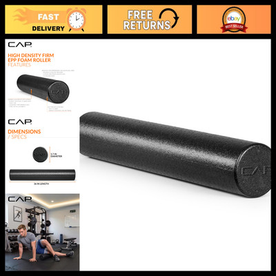 36'' Firm High-Density Foam Roller for Exercise & Recovery, Massage Tool, Black