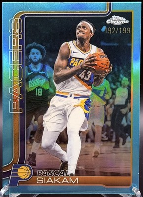 2025-26 Topps Chrome Update Pascal Siakam #27 Aqua Refractor /199 Pacers