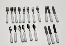 Childs Play Toy Miniature Flatware Set Ceramic Handles 6 Knives 6 Spoons 8 Forks