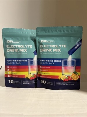 2x Dralot Variety 16 Pack (32 Total) Sugar Free Electrolytes Powder Exp 7/26