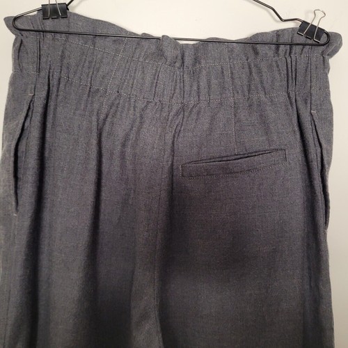 Arket Grey Trousers 10 EU38 Belt Paperbag High Rise Straight 100% Wool Preloved - Picture 7 of 12