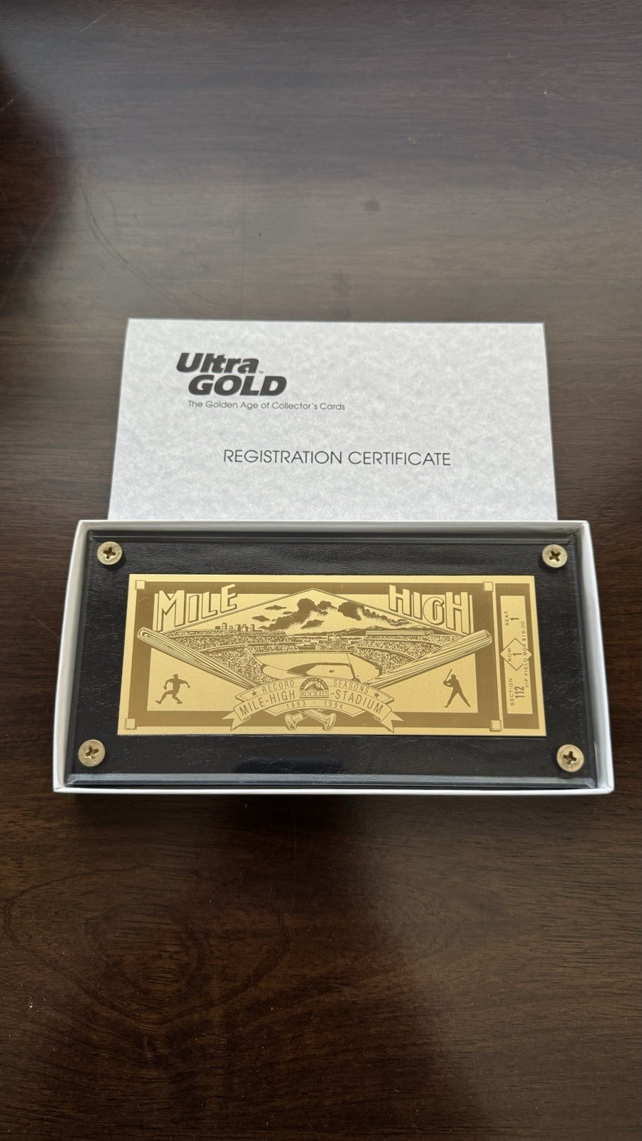 1993-94 Colorado Rockies Final Mile High Game 24kt Gold Ticket
