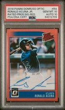 PSA 10/10: 2018 Panini Donruss Optic Red Refractor - Ronald Acuna Jr /35 (POP 1)