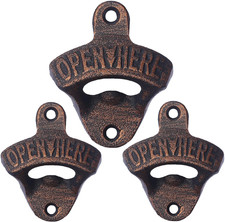 Rustic Wall Mounted Soda Bottle Opener Cast Iron Beer Cap Opener Antique Copper