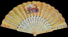 Fine Antique 19th Century French Hand Fan c.1850   Museum Quality, Hand Painted,