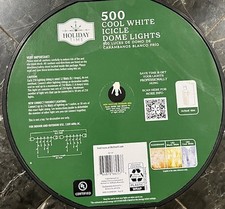 Holiday Time 500-Count COOL WHITE LED Icicle DOME Lights with White Wire 50ft