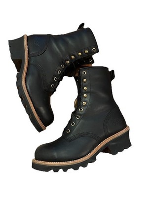 Chippewa Baldor 8'' steel toe logger men's black leather boots 73020 Size 9M