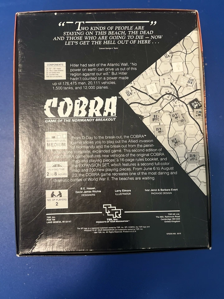 TSR SPI - COBRA - A Game of the Normandy Breakout - EXPANDED Edition (UNPUNCHED) - Image 2 of 3
