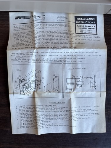 "Calentador de zócalo convector eléctrico Berko 24"" 500 vatios MBB2-524L 3E NOS MBB" - Imagen 8 de 11