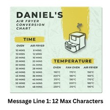 Personalised Air Fryer Chart Glass Chopping Board/Worktop Saver
