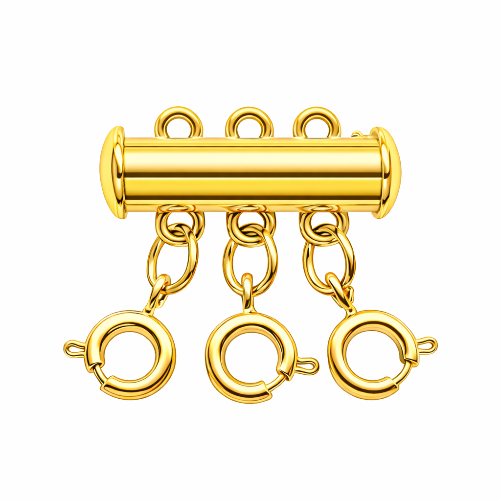 3 Strand Clasp Layering Necklace Connector Gold Tube Stacking Magnet Jewellery
