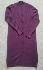 Ann Taylor Womens Medium Maroon Long Knit Sweater Dress Cardigan Front Open