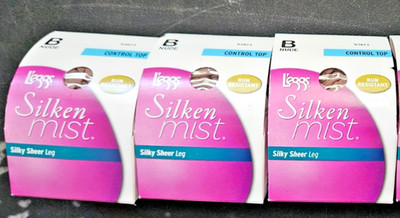 L'eggs womens Silken Mist Silky Sheer Control Top Nude Size B 3 Pack