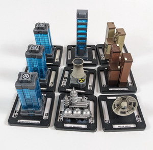 MONSTERPOCALYPSE Rise CMG Game LOT OF 9 BUILDINGS Radar Nuclear Plant Refinery