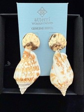 NWT Atterri Genuine Shell Drop Earrings - Cream & Tan