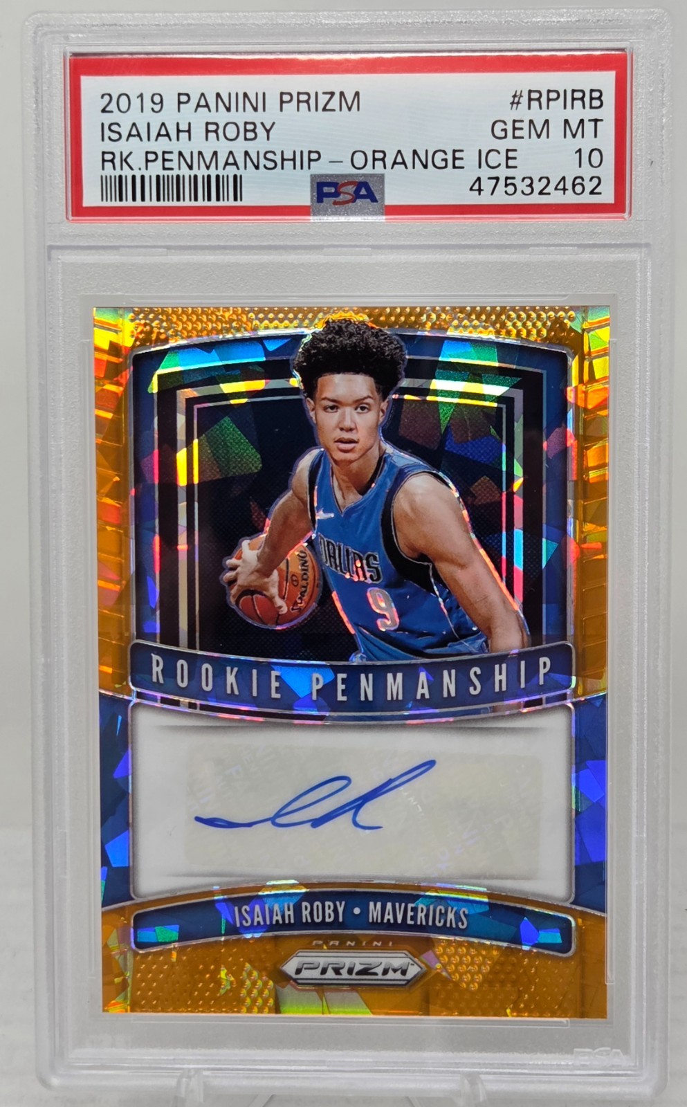2019 Prizm ISAIAH ROBY Orange Ice Refractor Auto Rookie Card PSA 10 Gem Mint