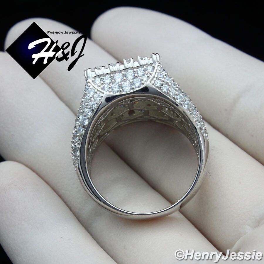 Solid 925 Sterling Silver Men's Ring Iced King Crown Ring - Icy Hip Hop