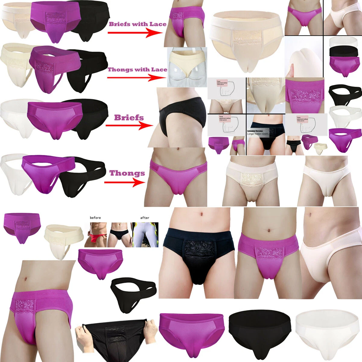 Men's Crossdressing Transgender Underwear Hiding Gaff Panty Briefs