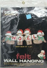  272 NOEL Teddy Bear Christmas Felt Wall Hang Kit 10"x27" Titan Needlecraft D13