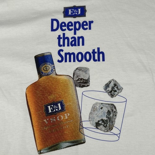 Vtg E&J VSOP Tshirt Adult Xl Ringer white Two Sided Graphic Deeper than smooth