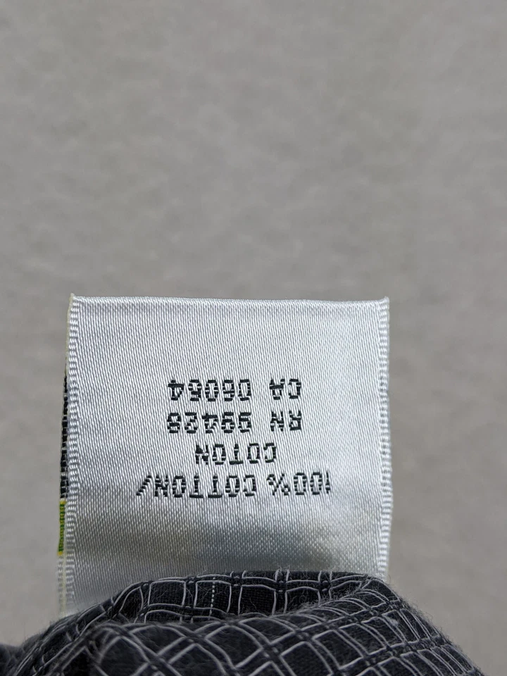 Bugatchi Shaped Fit Men XL 17.5 Black Dragon Flip Cuff Button Shirt Windowpane - Image 4 of 4