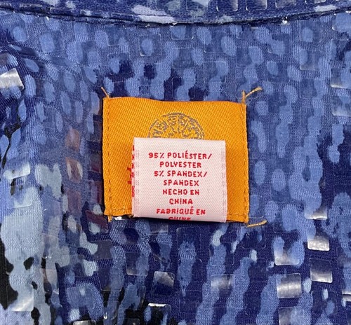 Ruby Rd Jacket Womens 16W Blue Shiny Animal Print Button Up Pockets Long Sleeve - Picture 4 of 7