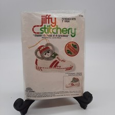 Vintage Christmas craft kit Jiffy Stitchery Merry Mouse in a Sneaker