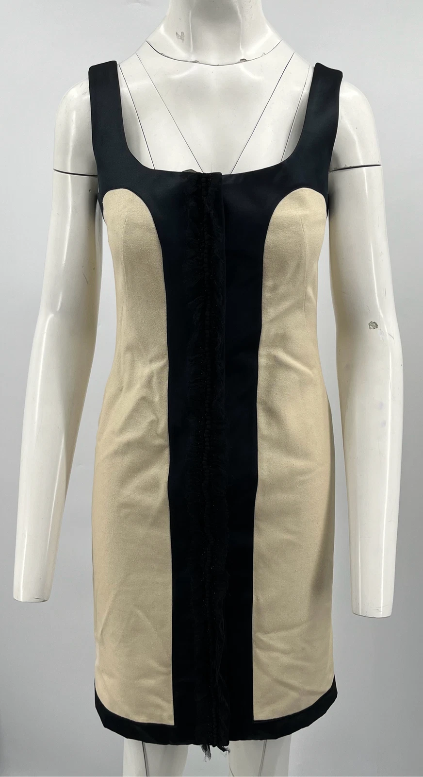 Mini abito Givenchy bianco sporco marino con volant e bottoni tg 36