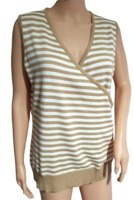 Pullunder Gr. 44 Laura Scott gestreift Weiß Beige Weste Damen Pullover