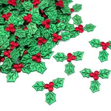 100pcs Mini Triple Leaf Holly Berries Artificial Leaves for Christmas Wreath