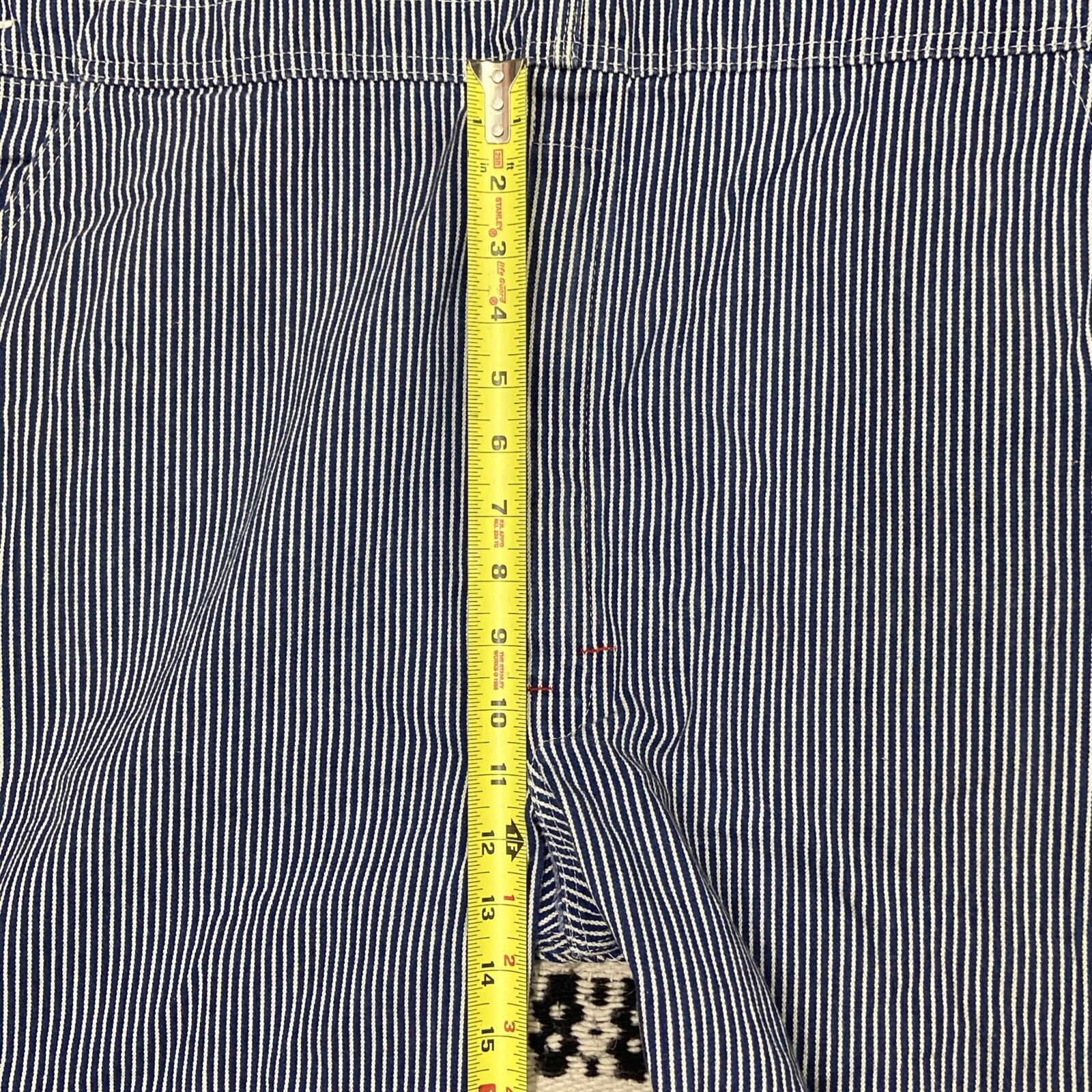Dickies Bib Overalls Mens Size 46x30 Blue Denim Carpenter Jean Pants Pin Stripe image 8