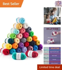 30 Mini Skeins Acrylic Yarn 1300 Yards Assorted Colors Crafting Kit Beginners