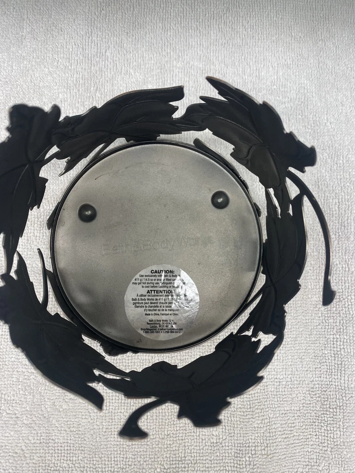 Candelabro Bath & Body Works hojas de otoño 3 mechas bronce metal cepillado RARO Foto 3 de 4