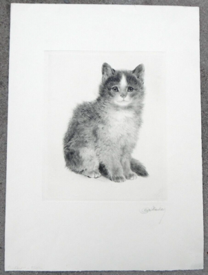 Kurt Meyer-Eberhardt 1895-1977 PAIR cat etchings noted animalier