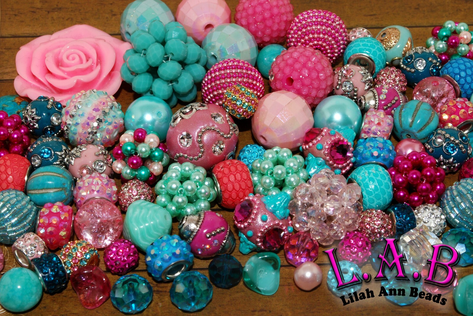 "Coral Reef" Boho, Beaded, and Crystal Signature Lilah Ann Bead Mix