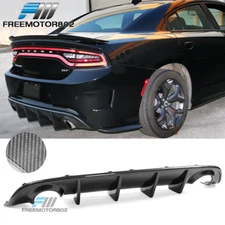 Fit 15-23 Dodge Charger SRT Carbon Fiber Print OE Style Rear Bumper Diffuser