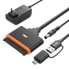 FEMORO SATA to USB Adapter with Power Supply, USB C 3.0 Hard Drive Converter ...
